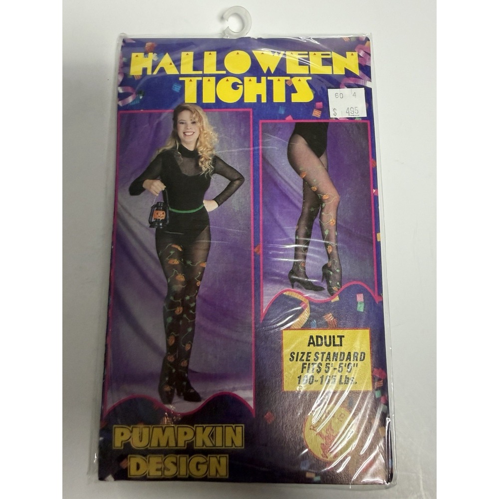 VTG Rubie's Halloween Tights Adult Pumpkin Design  Standard Size H-1
